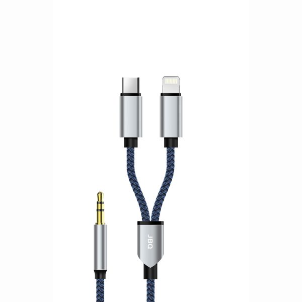 کابل صوتی دیجیتال JBQ 2-in-1 - 3.5 میلی‌متر به لایتنینگ/تایپ-سی (۱.۲ متر) AX-21